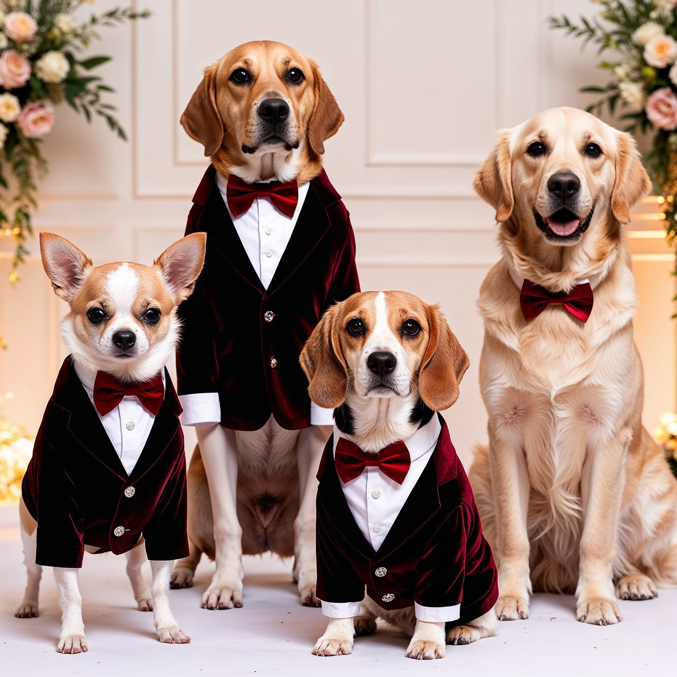 DapperPaws Velvet Tuxedo with Bow Tie for Pets - Image 3