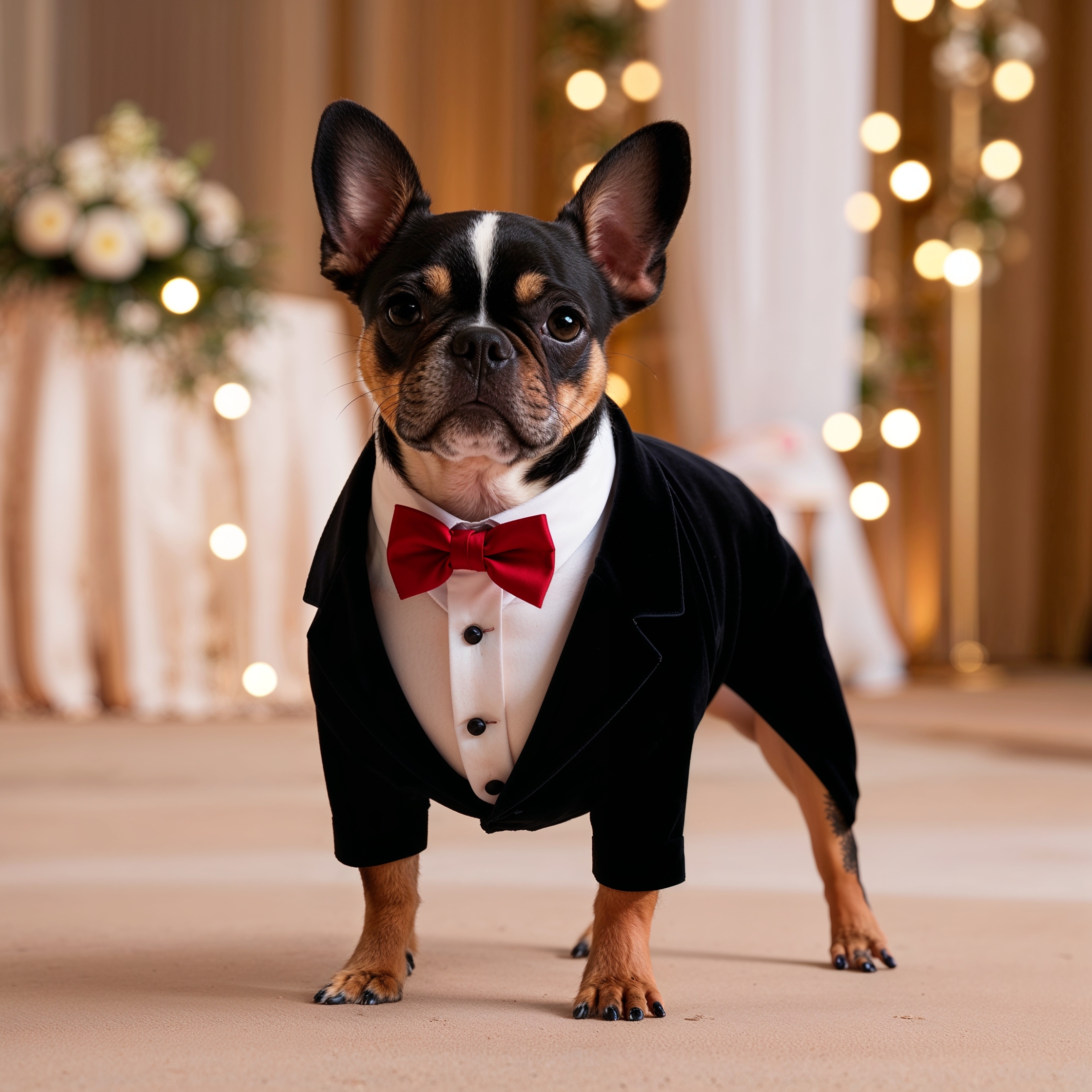DapperPaws Velvet Tuxedo with Bow Tie for Pets - Image 4