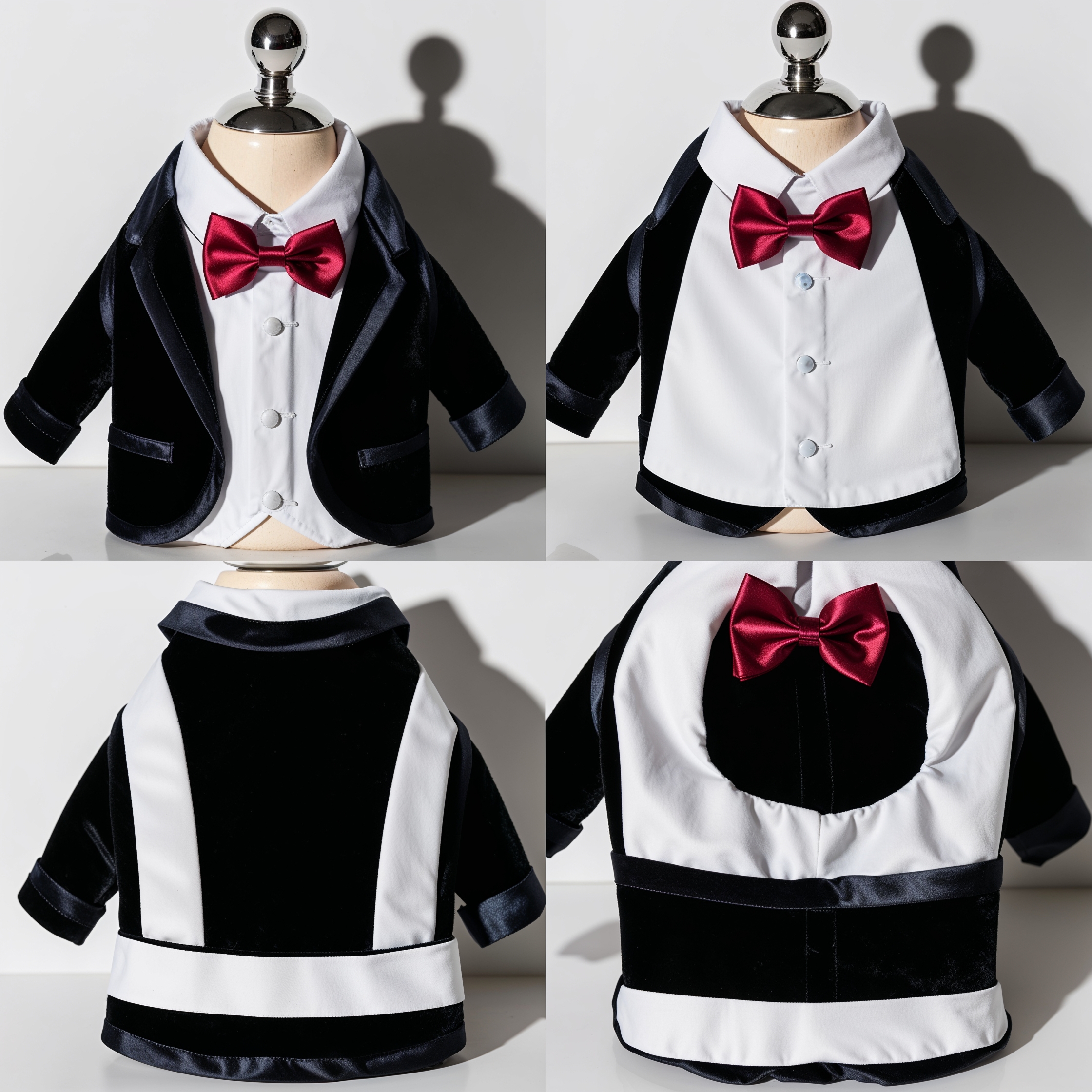 DapperPaws Velvet Tuxedo with Bow Tie for Pets